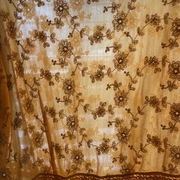 Vintage J. Peterman yellow sheer sleeveless lace flowy tunic blouse - Picture 5 of 7